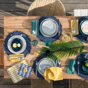 Maisons Du Monde Assiette à Dessert En Grès Blanc Motifs Graphiques Bleus – Lot De 4 14