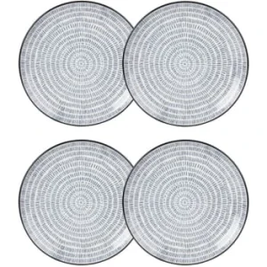 Maisons Du Monde Assiette à Dessert En Grès Imprimé Traits Bleus – Lot De 4 16