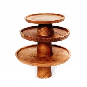 Bazar Bizar Assiette à Gâteau Large En Bois De Teck 15