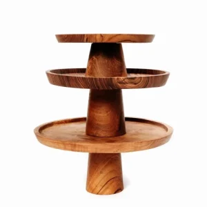 Bazar Bizar Assiette à Gâteau Moyenne En Bois De Teck 7