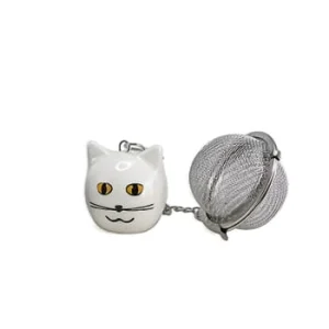 Faye Boule à Thé Breloque Chat Blanc 3,5cm 9