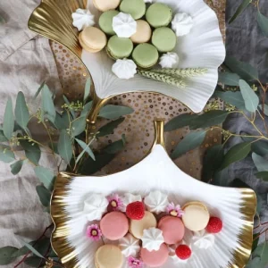 Kare Design Coupe Feuille De Ginkgo En Porcelaine Blanche Et Dorée 9