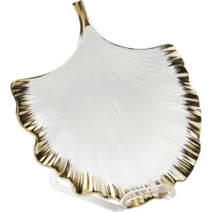 Kare Design Coupe Feuille De Ginkgo En Porcelaine Blanche Et Dorée 15