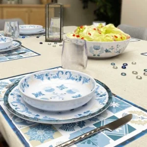 Les Jardins De La Comtesse Grand Saladier En Mélamine Pure Incassable Bleu Et Beige 31 Cm 12