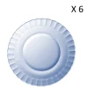 Duralex Lot De 6 – Assiette Plate Ondulée En Verre 23 Cm Teinté Bleu Marine 17