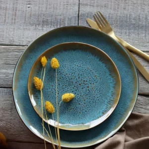 OGO Living Lot De 6 Assiettes à Dessert En Grès Bleu 20,5cm 12