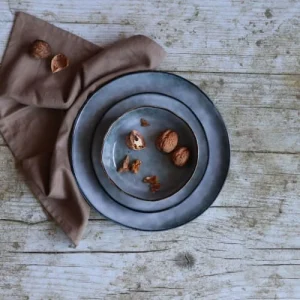 OGO Living Lot De 6 Assiettes Coupes En Grès Bleu 15,5cm 9