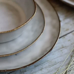 OGO Living Lot De 6 Assiettes Coupes En Grès Gris 15,5cm 14
