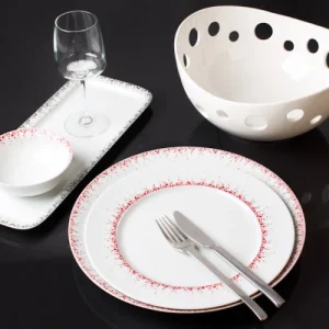 Table Passion Lot De 6 Assiettes Plate Gris 27 Cm En Porcelaine Blanc 9