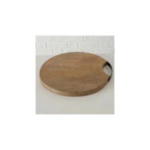 Wadiga Planche à Découper Ronde En Bois Et Métal Noir D33cm 11
