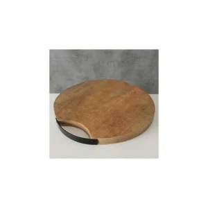 Wadiga Planche à Découper Ronde En Bois Et Métal Noir D33cm 13