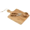 LANADECO Planche à Fromage + Couteau + Bol Bois De Manguier 38x24cm 11