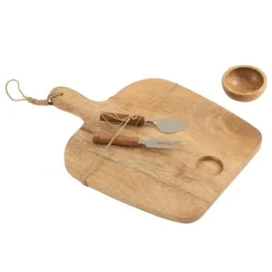 LANADECO Planche + Couteau + Bol Bois De Manguier 42x30cm 6