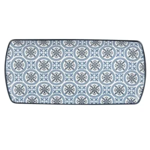 Maisons Du Monde Plat à Cake En Faïence Bleue Motifs Graphiques 7