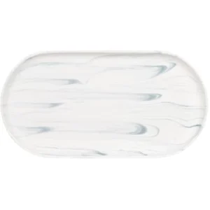 Maisons Du Monde Plat De Présentation En Grès Blanc Et Bleu Effet Marbré 6