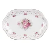 Blanc Mariclo Plat De Service Avec Roses En Céramique Blanche 22