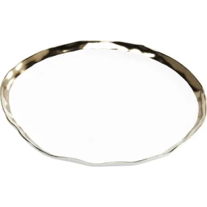 Kare Design Plat En Porcelaine Blanche Et Dorée D38 15