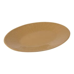 Table Passion Plat Ovale Bohémia 41,5 Cm Moutarde En Grès Jaune 6