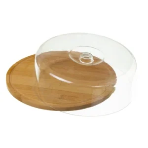 Wadiga Plateau Fromage Bambou Rond Et Cloche Acrylique 8