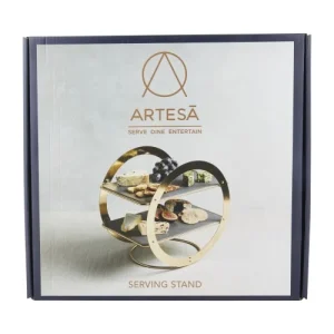 Artesa Plateau Rond à 2 Niveaux Fini Laiton Et En Ardoise Doré Noir 16
