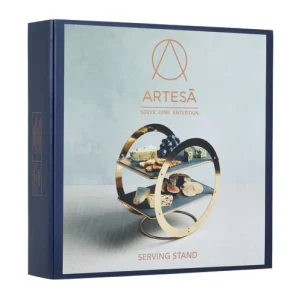 Artesa Plateau Rond à 2 Niveaux Fini Laiton Et En Ardoise Doré Noir 18