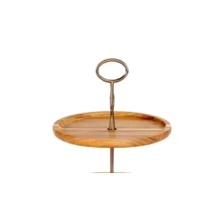 Wadiga Présentoir Rond 2 étages En Acacia 26,5×26,5x26cm 7