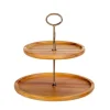 Wadiga Présentoir Rond 2 étages En Acacia 26,5×26,5x26cm 19