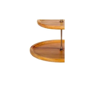 Wadiga Présentoir Rond 2 étages En Acacia 26,5×26,5x26cm 9