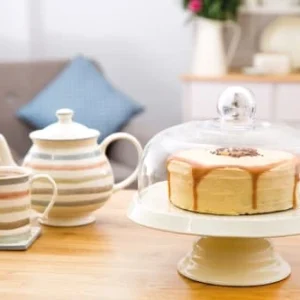 KitchenCraft Présentoire à Gateau En Céramique Avec Dome En Verre Blanc 10