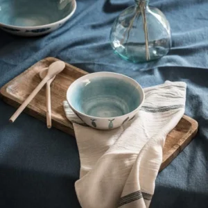 Maisons Du Monde Saladier En Faïence Blanche Et Bleue Imprimé Poissons 9