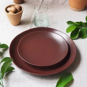 Maison Tilleul Service Assiettes En Céramique Rouge 9