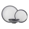 Maxwell & Williams Set De 12 Assiettes Et Bols En Céramique Blanc Et Noir 10
