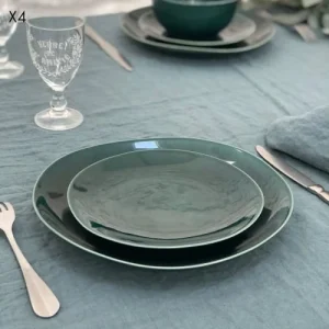 Maison Tilleul Set De 4 Assiettes à Dessert Céramique Vert 9