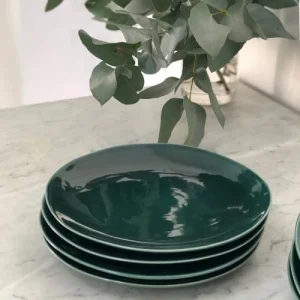 Maison Tilleul Set De 4 Assiettes à Dessert Céramique Vert 11