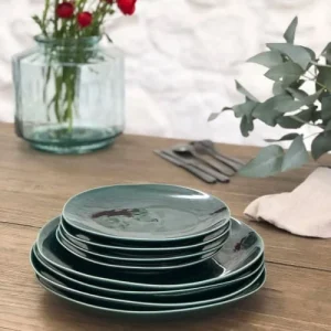 Maison Tilleul Set De 4 Assiettes à Dessert Céramique Vert 13