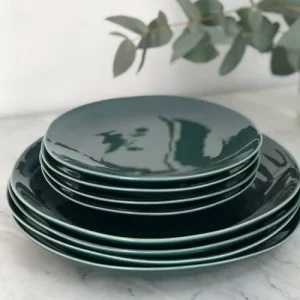Maison Tilleul Set De 4 Assiettes à Dessert Céramique Vert 15