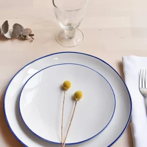 Maison Tilleul Set De 4 Assiettes Plates Céramique Blanc 13