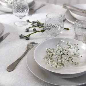 Maison Tilleul Set De 4 Assiettes Plates Céramique Blanc 15