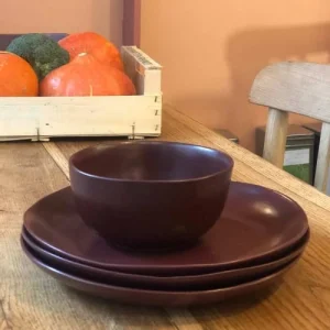 Maison Tilleul Set De 4 Assiettes Plates Céramique Rouge 13