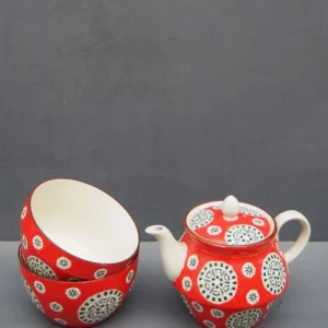 Chehoma Théière En Céramique Rouge 7