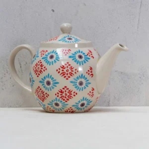 Chehoma Théière En Céramique Rouge Et Bleu 6