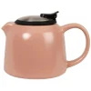 Maisons Du Monde Théière En Grès Vieux Rose Et Métal Argenté 0.8L 7