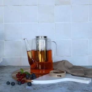 OGO Living Théière En Verre Borosilicate Et Couvercle En Bois 1,2L 16